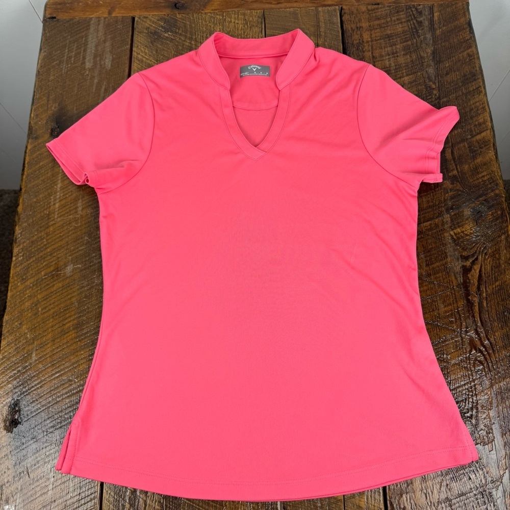 Callaway Women’s Pink Golf Shirt Medium Opti-Dri Performance Polo Activewear